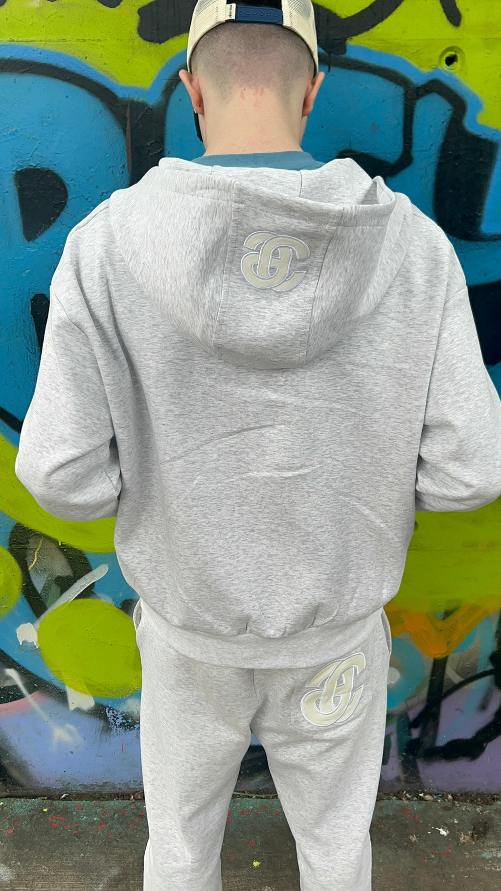 Essential hooded zip up - Grey Marl