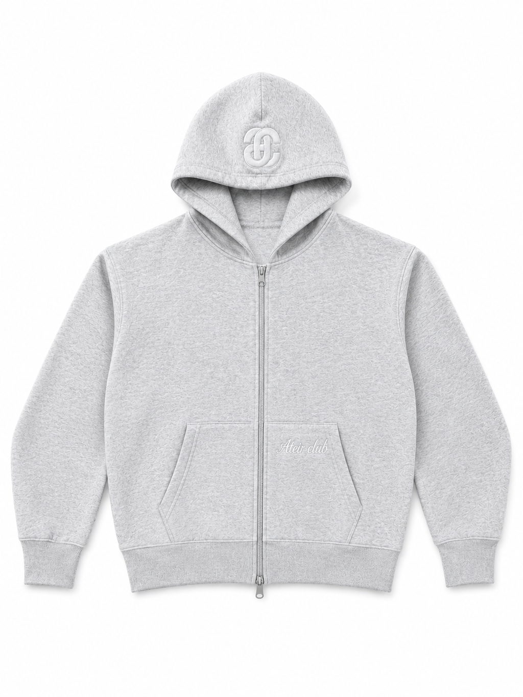 Essential hooded zip up - Grey Marl